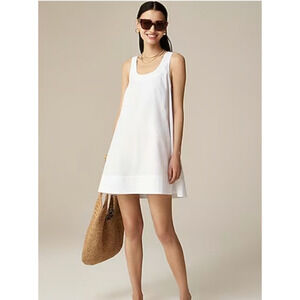 NWT J. Crew Scoopneck Shift Dress In Cotton Poplin White Bridal Classic XL